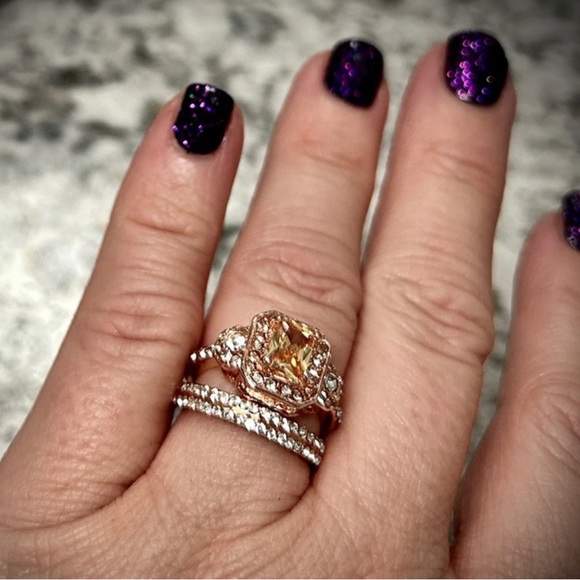 2pcs/set Elegant Women's Fashion Wedding Jewelry Ring size 10 💍💍 new with tag - Picture 2 of 7